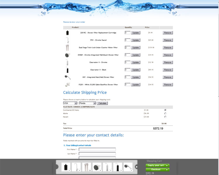 Clearwater. Checkout page