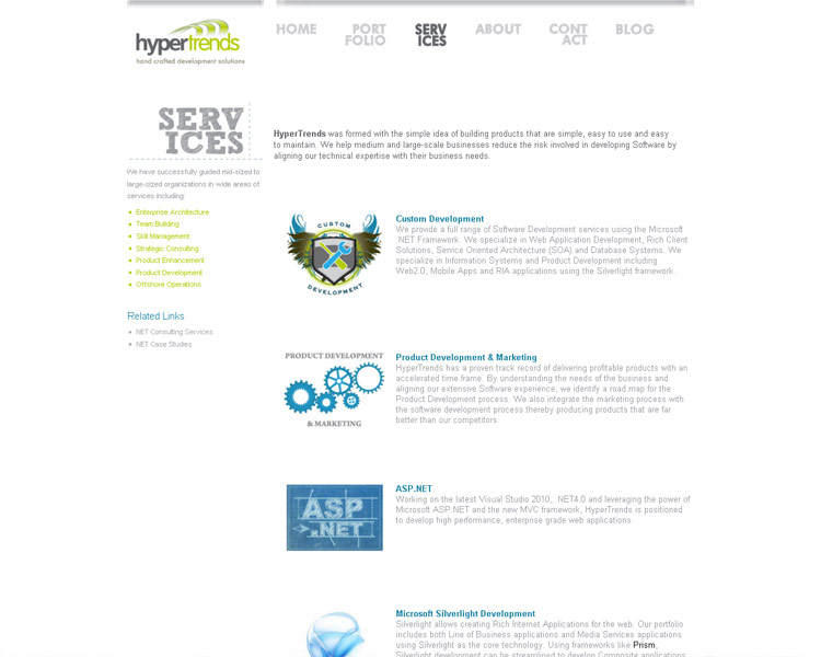 Hyper Trends. Services page