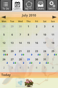 first android app uFlowers - Calendar