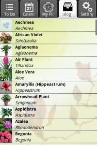 first android app uFlowers - Catalogue
