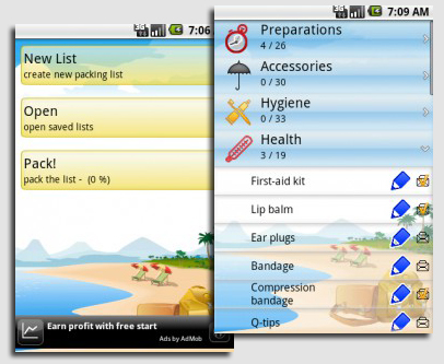uPackingList - Android apps for easy packing uPackingList - Android apps for easy packing