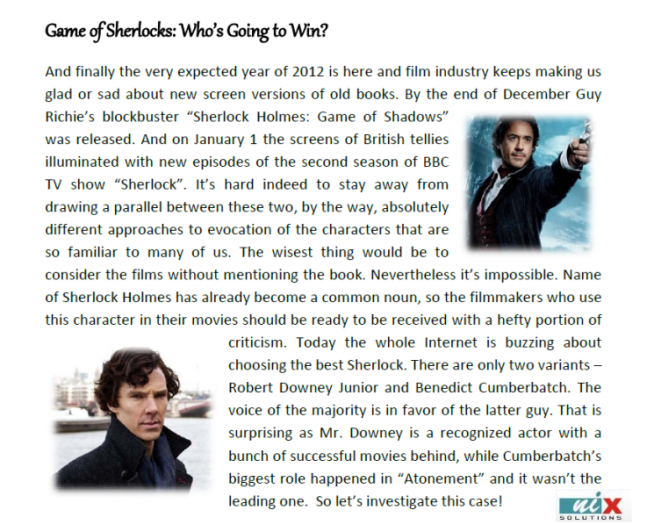 Games of Sherlocks - Creative Copywriting