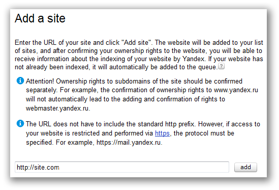 How to Submit Site to Yandex